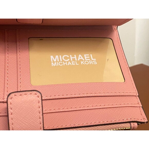 NWT $258 MICHAEL KORS Jet Set Travel Wristlet Wallet Phone Case Pink Leather Zip - Picture 6 of 12